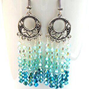 NWT ~ EMERALD SEAS AB Ombre Crystal Chandelier Earrings ~ NEW